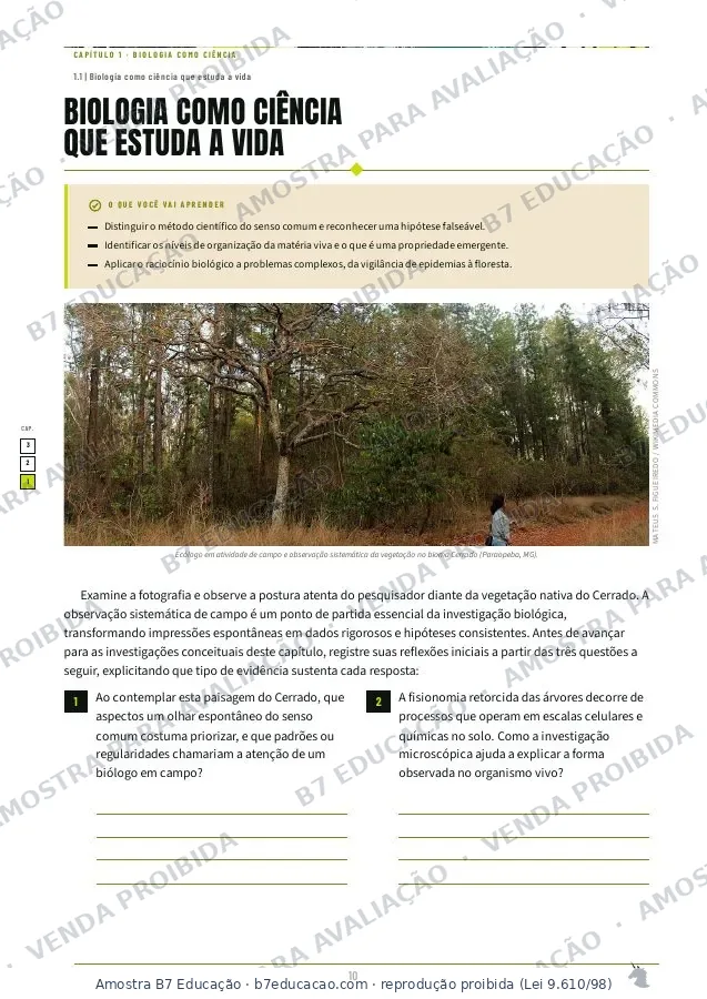Página interna do livro de Biologia